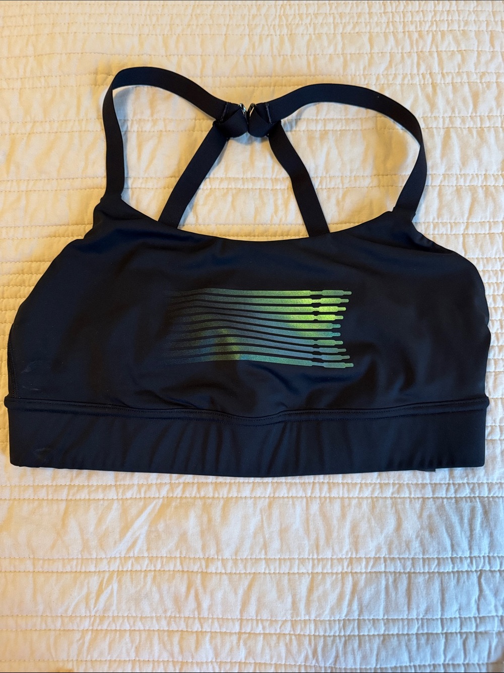 Savage X Fenty Black Sports Bra with Green Accent